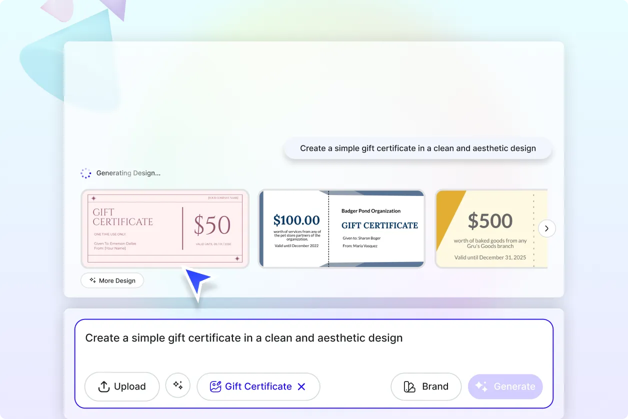 Free AI Gift Certificate Generator, Free Gift Certificate Maker Online